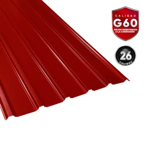Zinc de canal ancho de 42" x 18' de calibre 26 de color rojo
